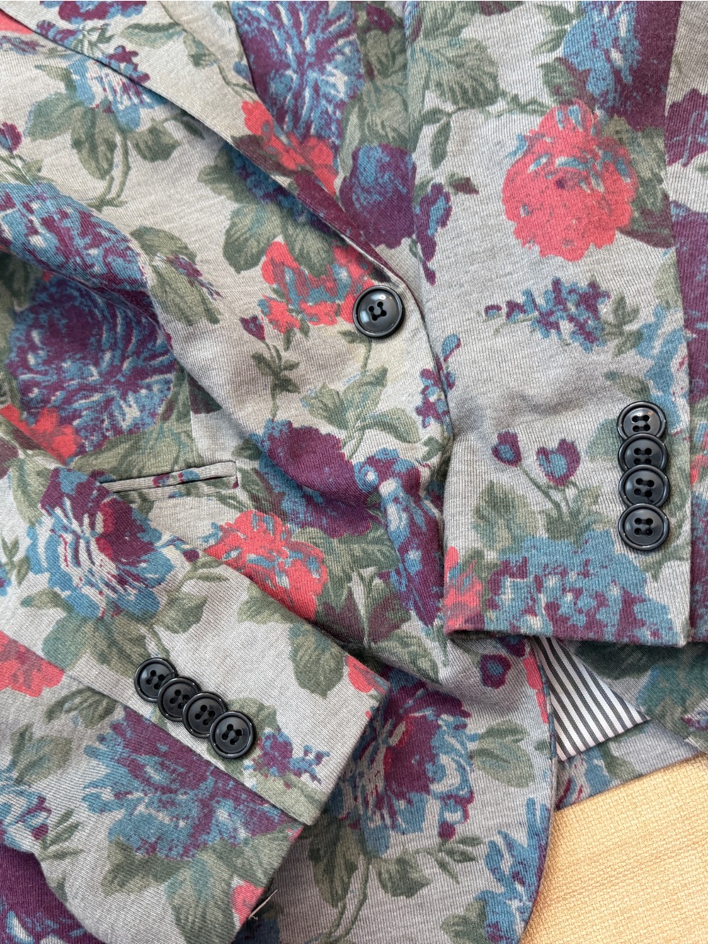 Zara Floral Jersey-like Texture Blazer Jacket - Picture 6 of 16